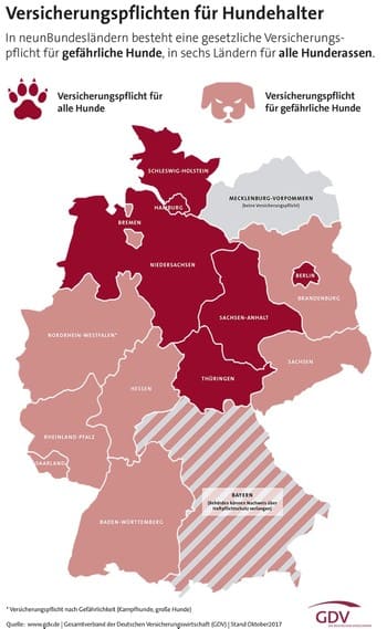 Hundehalterhaftpflicht teilweise vorgeschrieben 